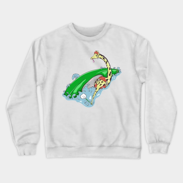 Giraffe Rolling a kayak Crewneck Sweatshirt by mailboxdisco